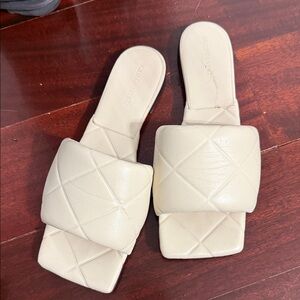 Bottega Veneta Cream Quilted Slide Sandals